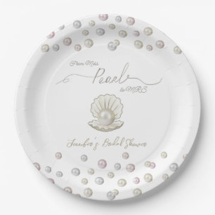 Pearl & Shell Pearlcore Miss to MRS Bridal Shower Paper Plate
