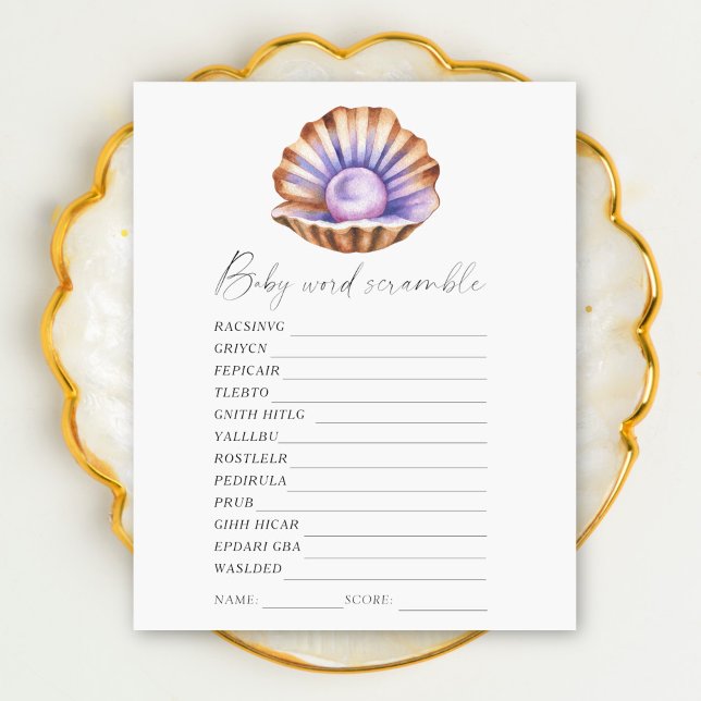 Pearl shell - Word scramble baby shower game (Creator Uploaded)
