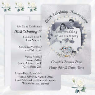 Pearl Shimmer 60th Wedding Anniversary Invitations