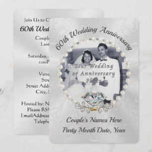 Pearl Shimmer 60th Wedding Anniversary Invitations