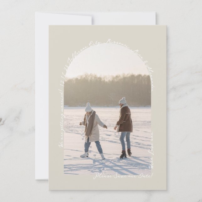 Pearl Shimmer Handwritten Elegant Simple Modern Save The Date (Front)