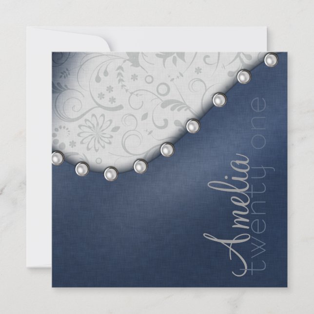 Pearl Square Birthday Invitation (Front)