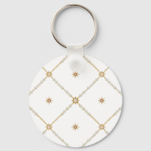 Pearl Sunburst Lattice Jewelry Pattern Key Ring