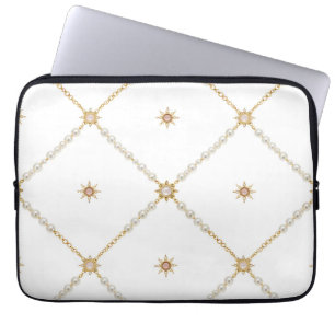 Pearl Sunburst Lattice Jewelry Pattern Laptop Sleeve