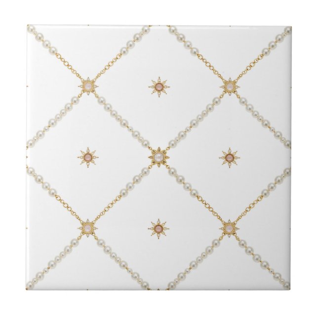 Pearl Sunburst Lattice Jewelry Pattern Tile (Front)