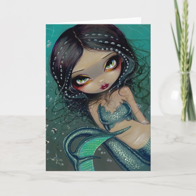 "Pearl Swirl Mermaid" Greeting Card (Front)