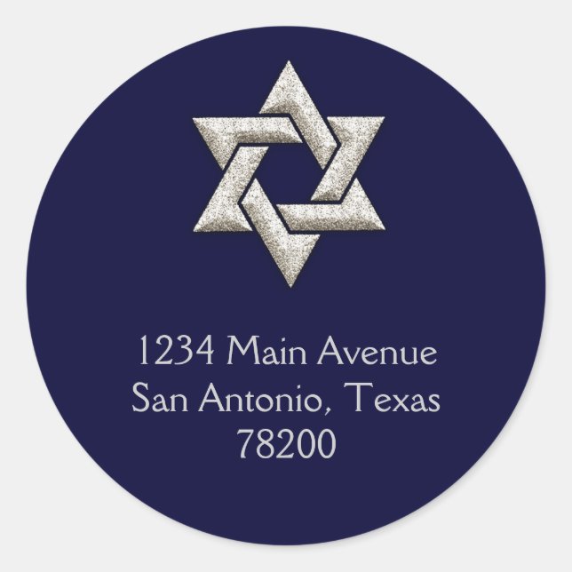Pearl Twirl Silver Star of David Classic Round Sticker (Front)