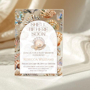 Pearl Under The Sea You Soon Girl Baby Shower Acrylic Invitations