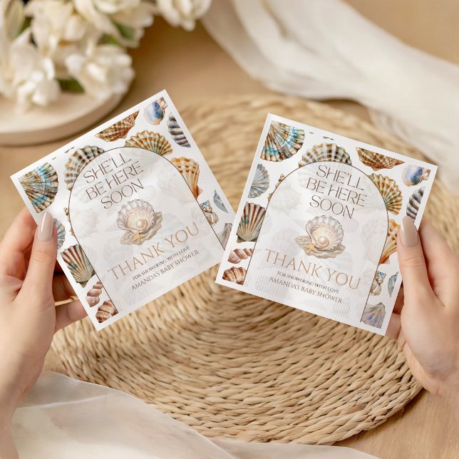 Pearl Under The Sea You Soon Girl Baby Shower Napkin (Creator Uploaded)