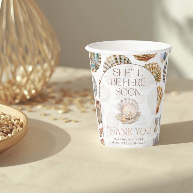 Pearl Under The Sea You Soon Girl Baby Shower Paper Cups (Creator Uploaded)