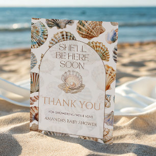 Pearl Under The Sea You Soon Girl Baby Shower Thank You Card