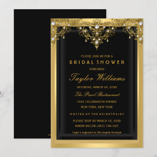 Pearl Vintage Glamour Gold Bridal Shower Invitation