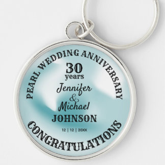 Pearl Wedding 30 Years Anniversary Commemorative Key Ring