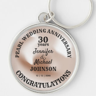 Pearl Wedding 30 Years Anniversary Commemorative Key Ring