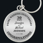Pearl Wedding 30 Years Anniversary Commemorative Key Ring<br><div class="desc">Anniversary gift,  whether it be wedding,  retirement,  graduation,  coming of age or engagement,  the text is fully editable to suit your occasion. Any anniversary can be added to this commemorative keychain.</div>