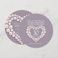 Pearl wedding anniversary 30 years party invites
