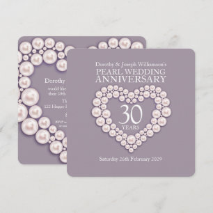 Pearl wedding anniversary 30 years party invites