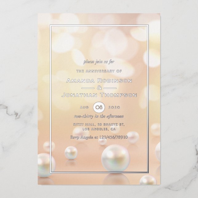Pearl Wedding Anniversary  Foil Invitation (Front)