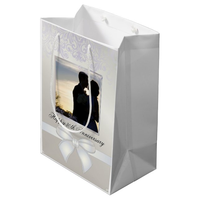 Pearl Wedding Anniversary Lovely Photo Couple Medium Gift Bag (Back Angled)