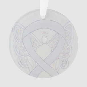 Pearl White Awareness Ribbon Angel Ornaments