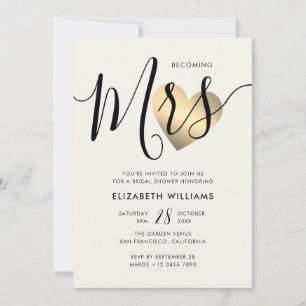 Pearl White Becoming Mrs Modern Bridal Shower Invitation
