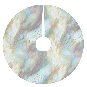 Pearl White Blue Snake Skin Animal Print Brushed Polyester Tree Skirt