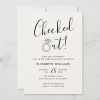 Pearl White Checked Out Funny Modern Bridal Shower