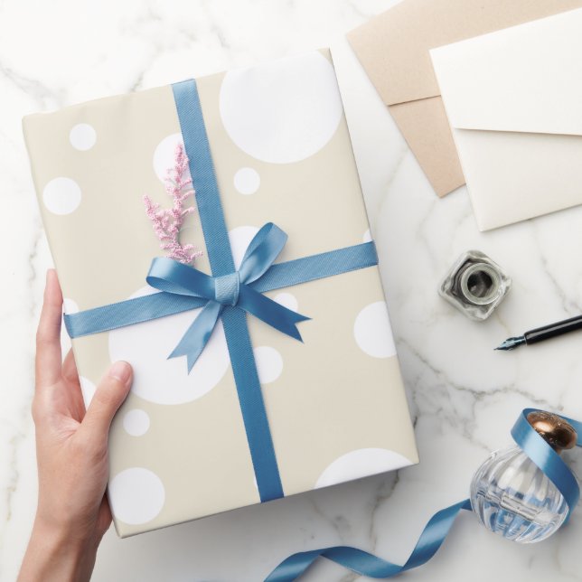 Pearl White Different Sized Polka Dots Wrapping Paper (Gifting)