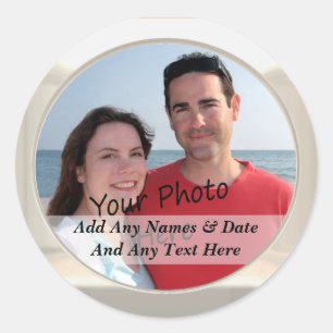 Pearl White Frame Your Photo Custom Text Stickers