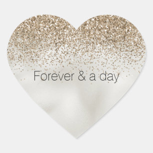 Pearl White Luxe Gold Glitter Heart Sticker
