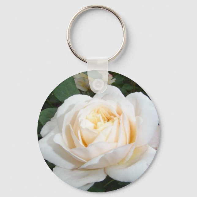 Pearl  White Rose Key Ring (Front)