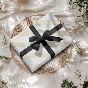 Pearl White Wide Horizontal Striped Wrapping Paper