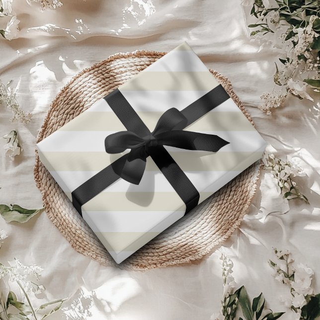 Pearl White Wide Horizontal Striped Wrapping Paper (Creator Uploaded)