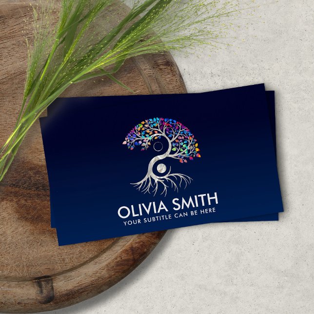 Pearl Yin Yang Tree - colourful leaves Business Card (Creator Uploaded)