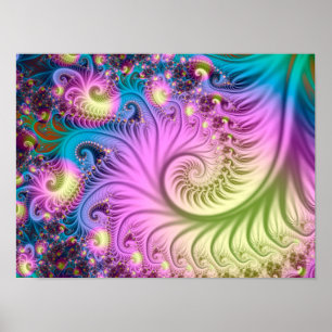 Pearlescent fractal spiral poster