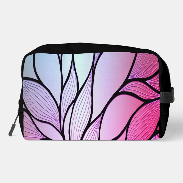 Pearlescent Purple Creative Leave Pattern  Dopp Kit (Back)