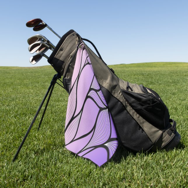 Pearlescent Purple Creative Leave Pattern  Golf Towel (Green)
