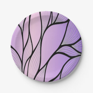 Pearlescent Purple Creative Leave Pattern Paper Plate