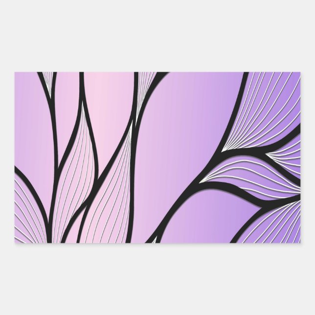 Pearlescent Purple Creative Leave Pattern  Rectangular Sticker (Front)