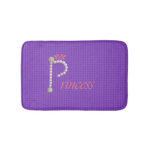 Pearls and Beads Pink Purple Princess with Crown Bath Mat