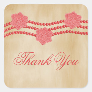 Pearls and Flowers Thank You Stickers