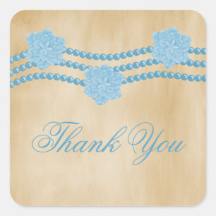 Pearls and Flowers Thank You Stickers