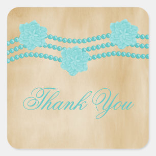 Pearls and Flowers Thank You Stickers