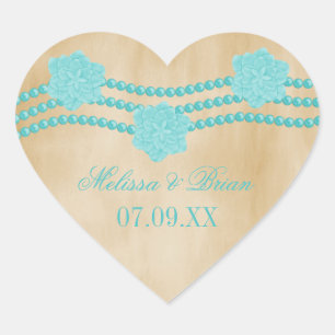 Pearls and Flowers Wedding Stickers