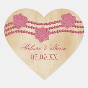 Pearls and Flowers Wedding Stickers