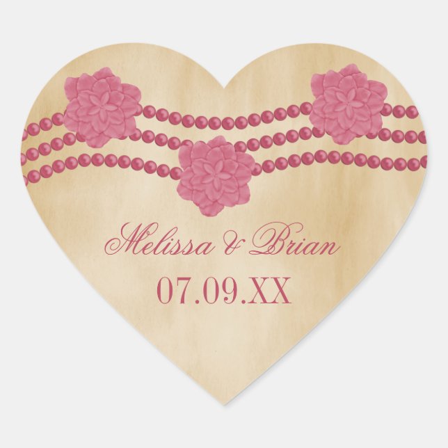 Pearls and Flowers Wedding Stickers (Front)