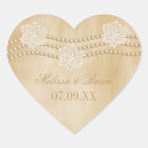 Pearls and Flowers Wedding Stickers