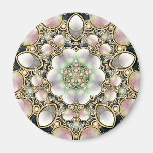 Pearls and Gold Kaleidoscope Magnet