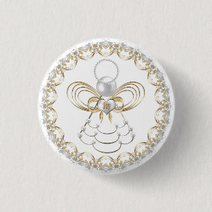 Pearls and Gold - Metallic Christmas Angel of Joy 3 Cm Round Badge