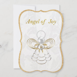 Pearls and Gold - Metallic Christmas Angel of Joy Holiday Card
